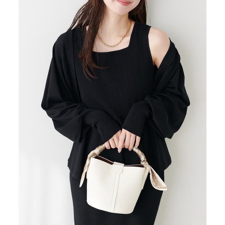 ブラック | 【natural couture】UVカット付きボレロ×ペプラムニットSET | NICE CLAUP / OLIVE des OLIVE　OUTLET