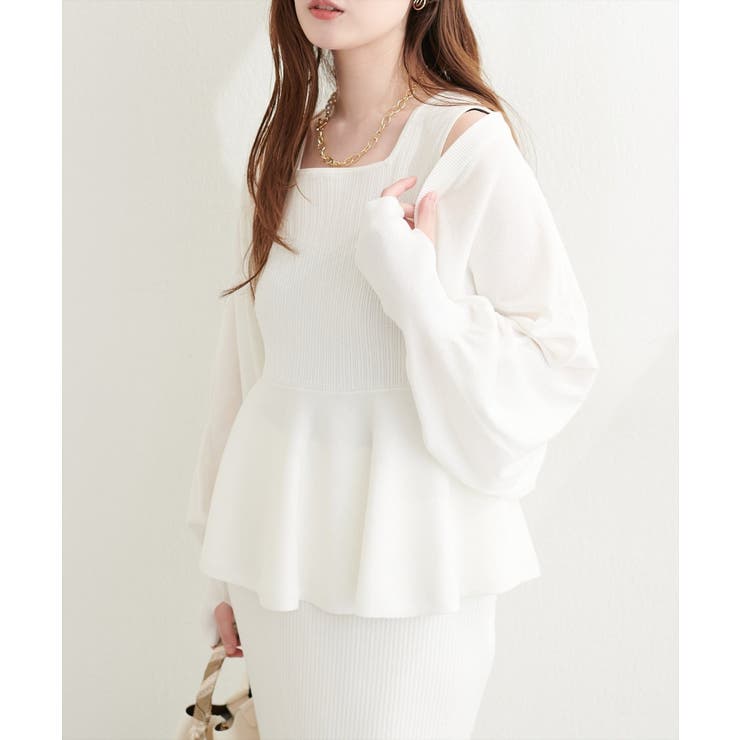 アイボリー | 【natural couture】UVカット付きボレロ×ペプラムニットSET | NICE CLAUP / OLIVE des OLIVE　OUTLET