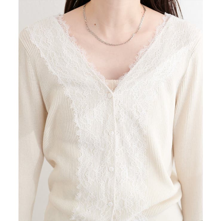 【natural couture】リバーレースVネックカーデ | NICE CLAUP / OLIVE des OLIVE　OUTLET | 詳細画像19 