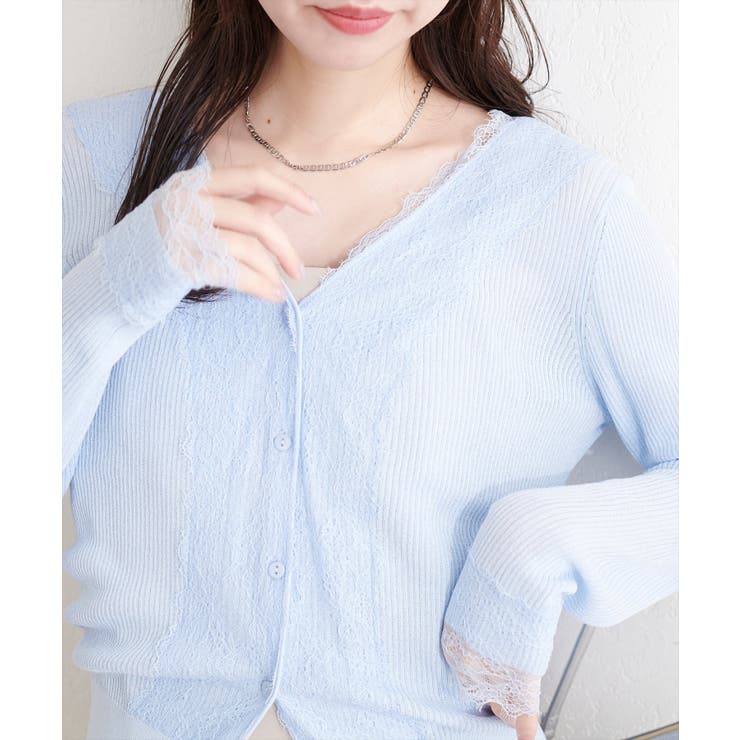 【natural couture】リバーレースVネックカーデ | NICE CLAUP / OLIVE des OLIVE　OUTLET | 詳細画像7 