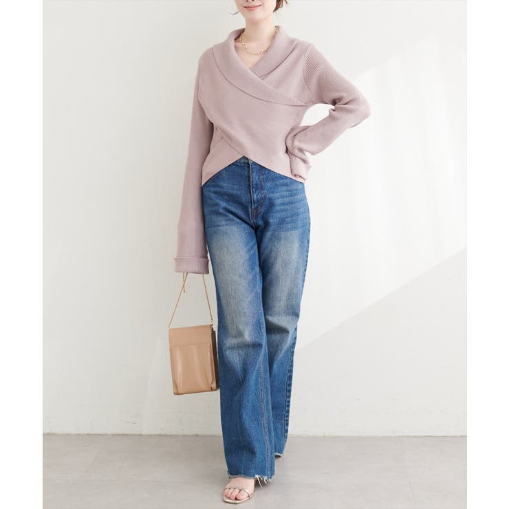 【natural couture】カシュクールフレア袖ニット | NICE CLAUP / OLIVE des OLIVE　OUTLET | 詳細画像9 