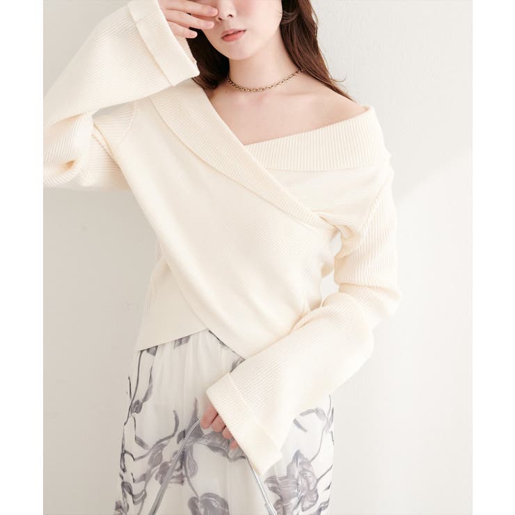 【natural couture】カシュクールフレア袖ニット | NICE CLAUP / OLIVE des OLIVE　OUTLET | 詳細画像3 