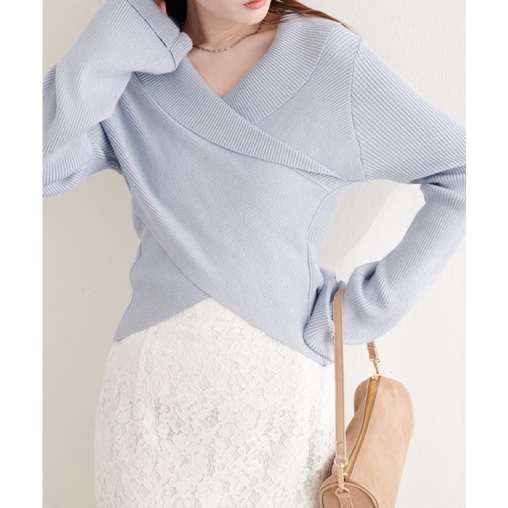 【natural couture】カシュクールフレア袖ニット | NICE CLAUP / OLIVE des OLIVE　OUTLET | 詳細画像14 