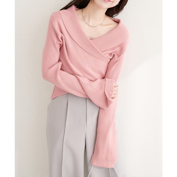 【natural couture】カシュクールフレア袖ニット | NICE CLAUP / OLIVE des OLIVE　OUTLET | 詳細画像1 