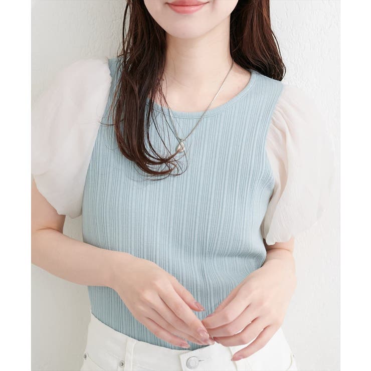 ミント | 【natural couture】シアーバルーンスリーブトップス | NICE CLAUP / OLIVE des OLIVE　OUTLET