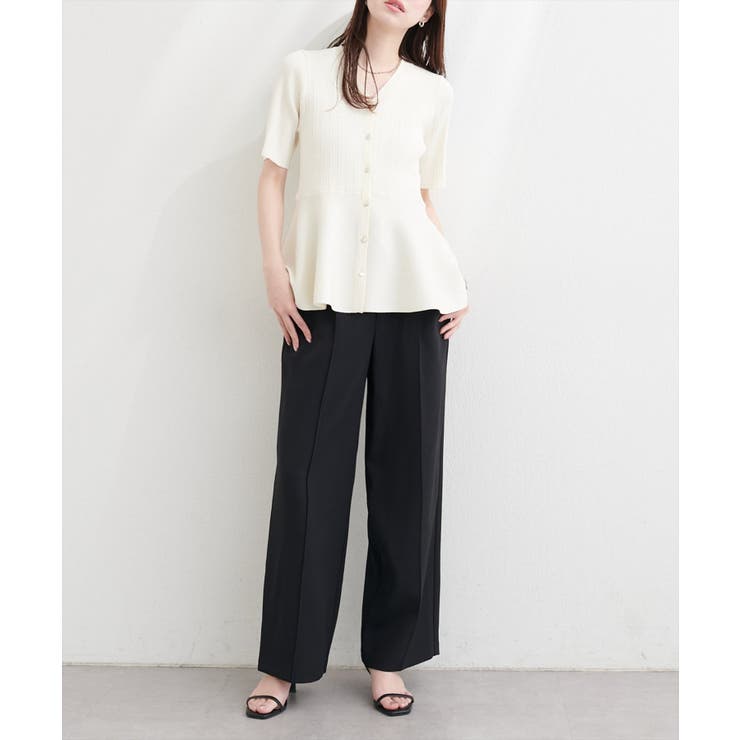 【natural couture】ランダムリブ５分袖ペプラムニットカーディガン | NICE CLAUP / OLIVE des OLIVE　OUTLET | 詳細画像5 