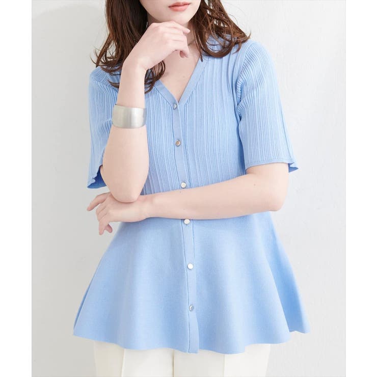 【natural couture】ランダムリブ５分袖ペプラムニットカーディガン | NICE CLAUP / OLIVE des OLIVE　OUTLET | 詳細画像6 