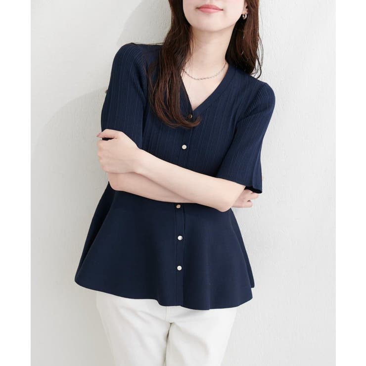【natural couture】ランダムリブ５分袖ペプラムニットカーディガン | NICE CLAUP / OLIVE des OLIVE　OUTLET | 詳細画像18 