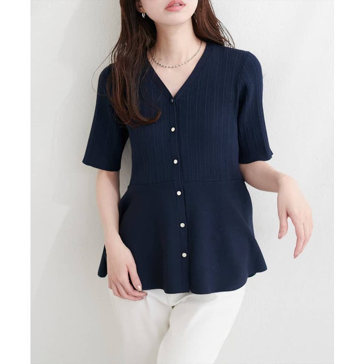 【natural couture】ランダムリブ５分袖ペプラムニットカーディガン | NICE CLAUP / OLIVE des OLIVE　OUTLET | 詳細画像17 