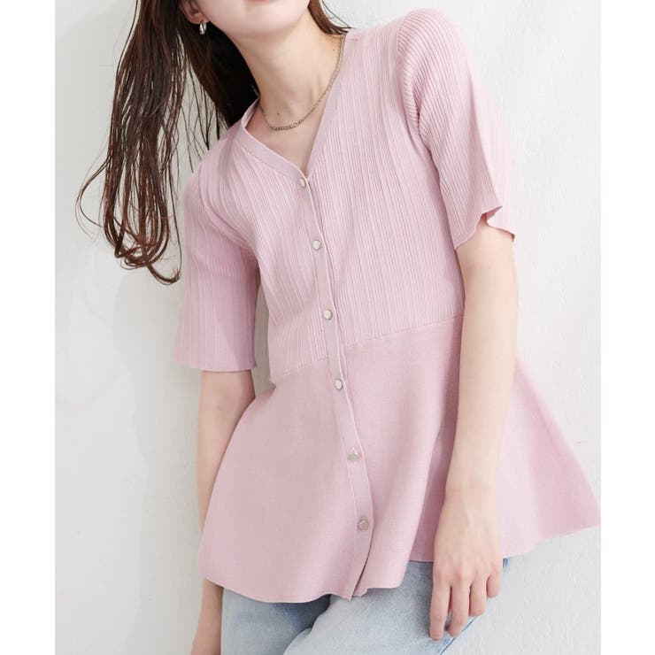 【natural couture】ランダムリブ５分袖ペプラムニットカーディガン | NICE CLAUP / OLIVE des OLIVE　OUTLET | 詳細画像13 