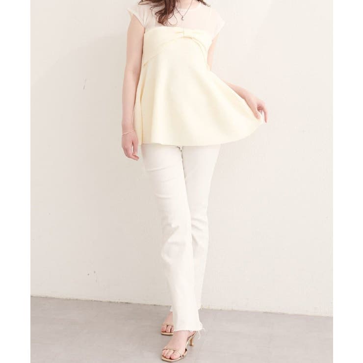 【natural couture】フロントリボンペプラムニット | NICE CLAUP / OLIVE des OLIVE　OUTLET | 詳細画像2 