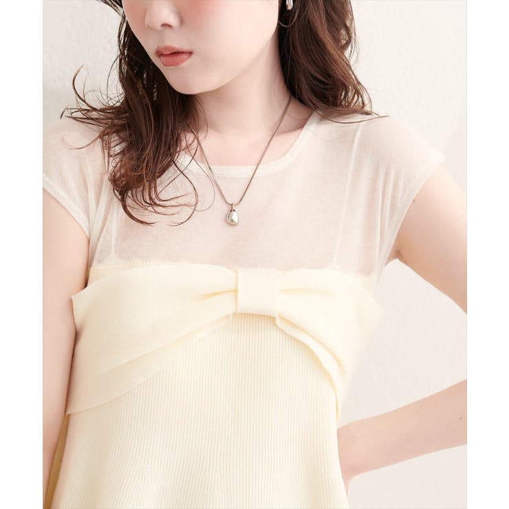 【natural couture】フロントリボンペプラムニット | NICE CLAUP / OLIVE des OLIVE　OUTLET | 詳細画像4 