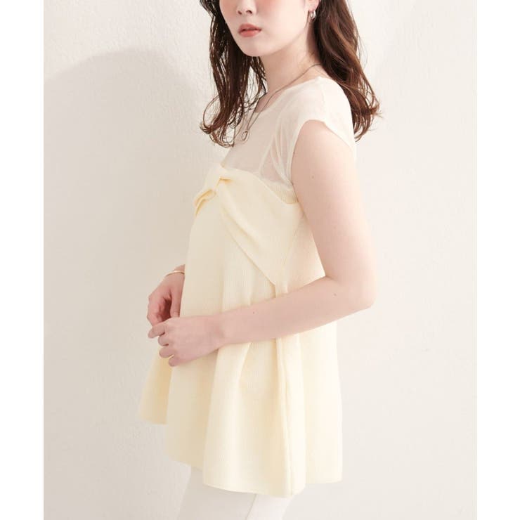 【natural couture】フロントリボンペプラムニット | NICE CLAUP / OLIVE des OLIVE　OUTLET | 詳細画像6 