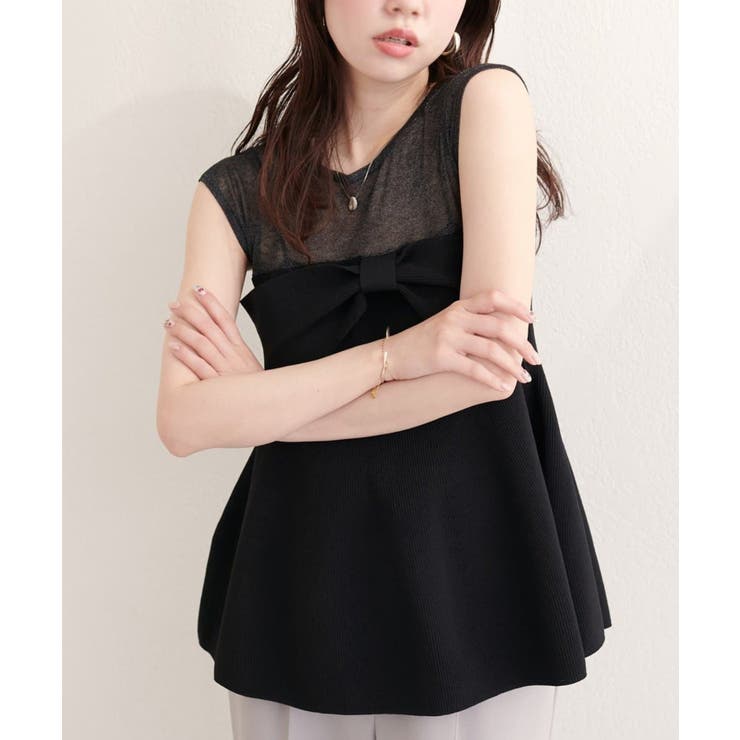【natural couture】フロントリボンペプラムニット | NICE CLAUP / OLIVE des OLIVE　OUTLET | 詳細画像17 