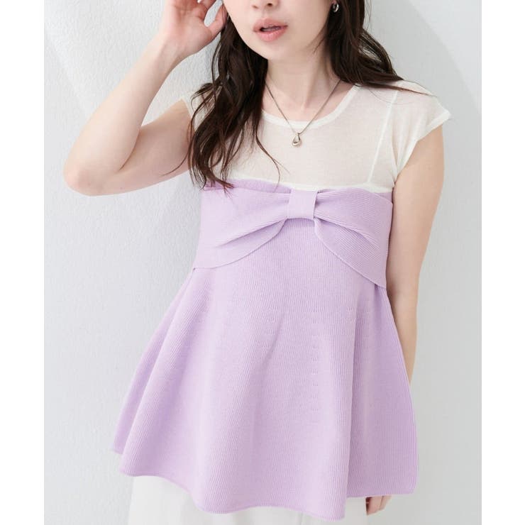 【natural couture】フロントリボンペプラムニット | NICE CLAUP / OLIVE des OLIVE　OUTLET | 詳細画像20 