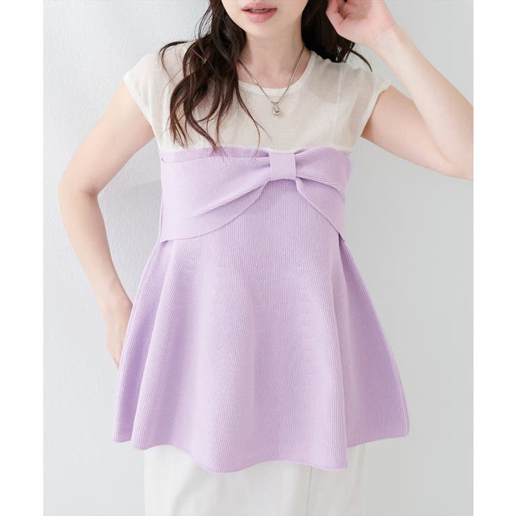 【natural couture】フロントリボンペプラムニット | NICE CLAUP / OLIVE des OLIVE　OUTLET | 詳細画像21 