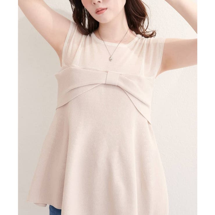 【natural couture】フロントリボンペプラムニット | NICE CLAUP / OLIVE des OLIVE　OUTLET | 詳細画像28 