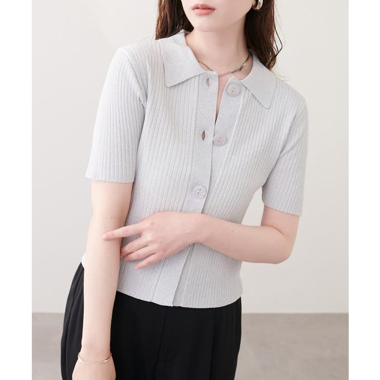 オフ | 【natural couture】衿付きラメリブカーデ | NICE CLAUP / OLIVE des OLIVE　OUTLET