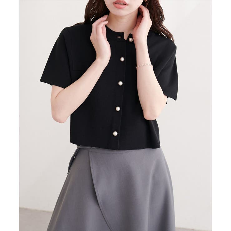 【natural couture】パール釦半袖ニットカーディガン | NICE CLAUP / OLIVE des OLIVE　OUTLET | 詳細画像8 