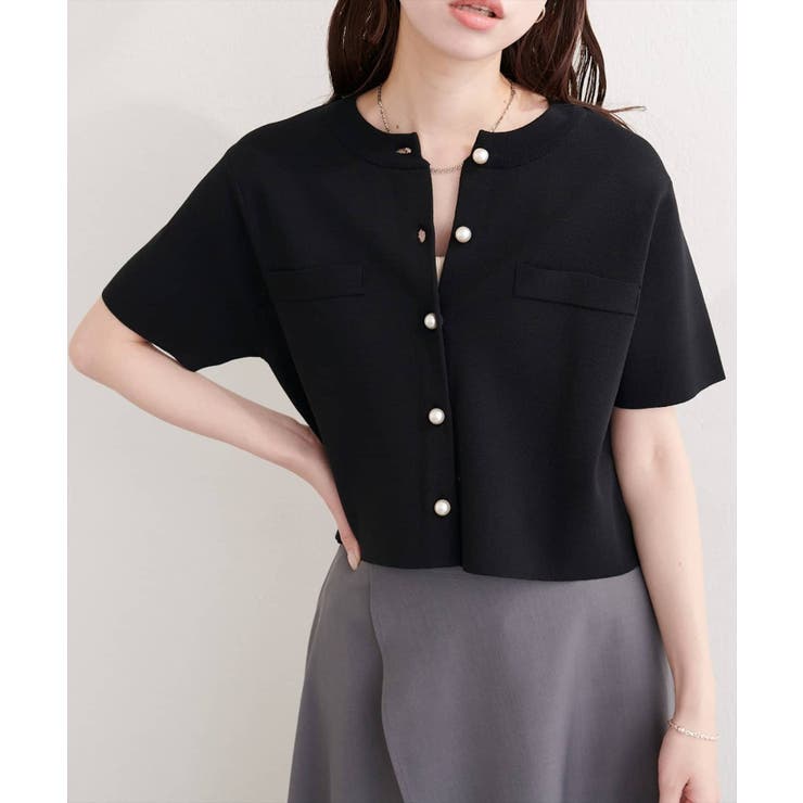 【natural couture】パール釦半袖ニットカーディガン | NICE CLAUP / OLIVE des OLIVE　OUTLET | 詳細画像9 