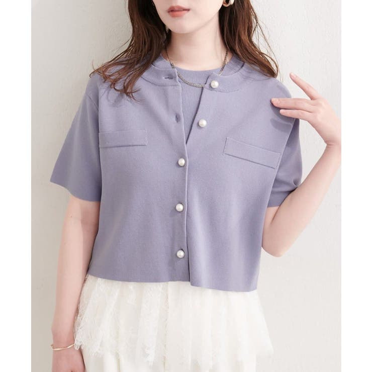 【natural couture】パール釦半袖ニットカーディガン | NICE CLAUP / OLIVE des OLIVE　OUTLET | 詳細画像30 