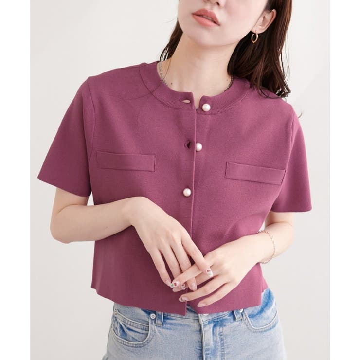 【natural couture】パール釦半袖ニットカーディガン | NICE CLAUP / OLIVE des OLIVE　OUTLET | 詳細画像32 