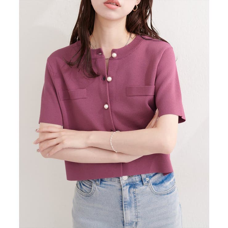 【natural couture】パール釦半袖ニットカーディガン | NICE CLAUP / OLIVE des OLIVE　OUTLET | 詳細画像33 