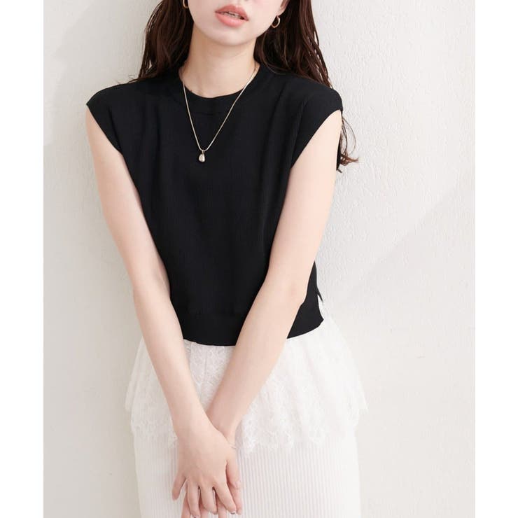 【natural couture】裾レースフレンチスリーブニットプルオーバー | NICE CLAUP / OLIVE des OLIVE　OUTLET | 詳細画像10 