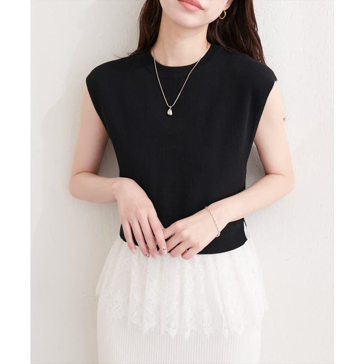 【natural couture】裾レースフレンチスリーブニットプルオーバー | NICE CLAUP / OLIVE des OLIVE　OUTLET | 詳細画像11 