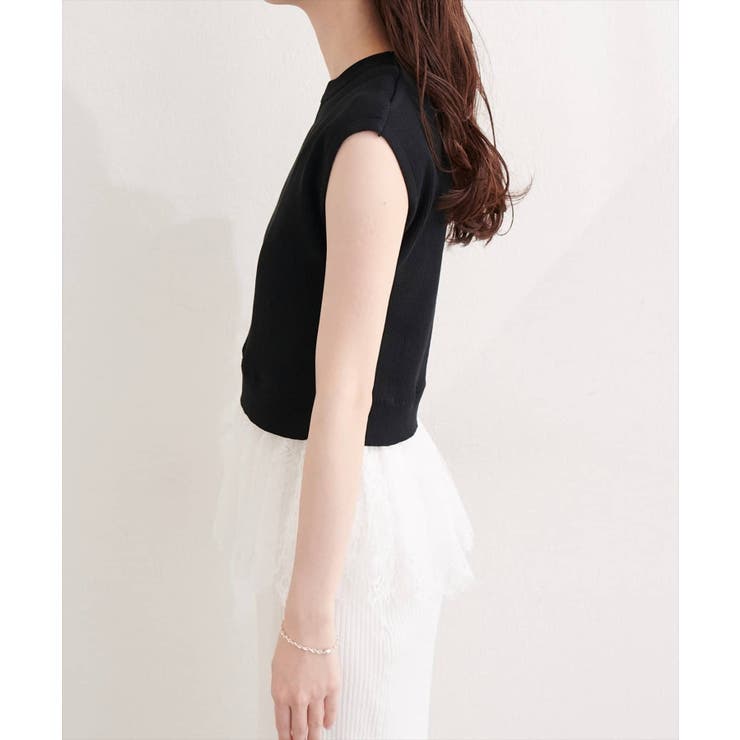 【natural couture】裾レースフレンチスリーブニットプルオーバー | NICE CLAUP / OLIVE des OLIVE　OUTLET | 詳細画像15 