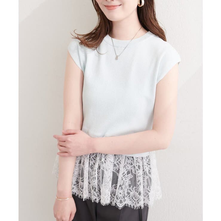 【natural couture】裾レースフレンチスリーブニットプルオーバー | NICE CLAUP / OLIVE des OLIVE　OUTLET | 詳細画像24 