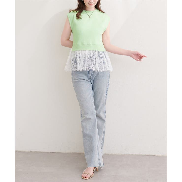 【natural couture】裾レースフレンチスリーブニットプルオーバー | NICE CLAUP / OLIVE des OLIVE　OUTLET | 詳細画像28 