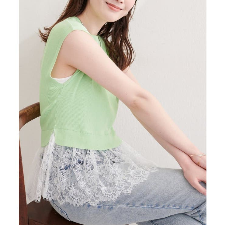 【natural couture】裾レースフレンチスリーブニットプルオーバー | NICE CLAUP / OLIVE des OLIVE　OUTLET | 詳細画像30 