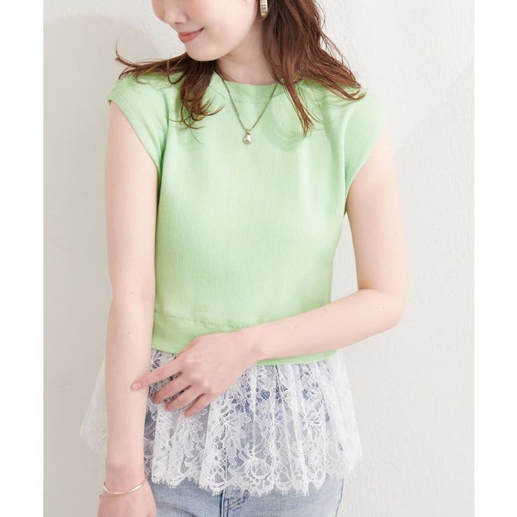 【natural couture】裾レースフレンチスリーブニットプルオーバー | NICE CLAUP / OLIVE des OLIVE　OUTLET | 詳細画像32 