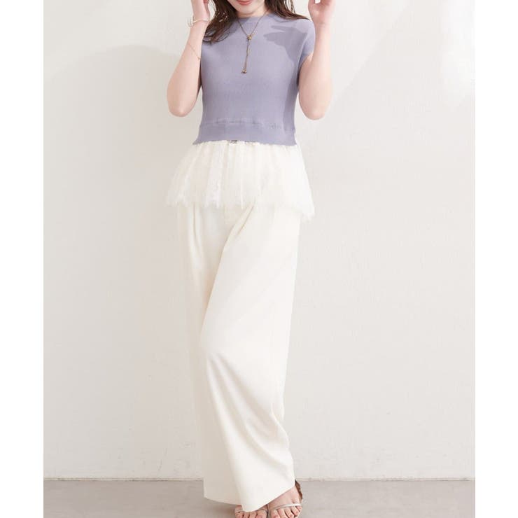 【natural couture】裾レースフレンチスリーブニットプルオーバー | NICE CLAUP / OLIVE des OLIVE　OUTLET | 詳細画像33 