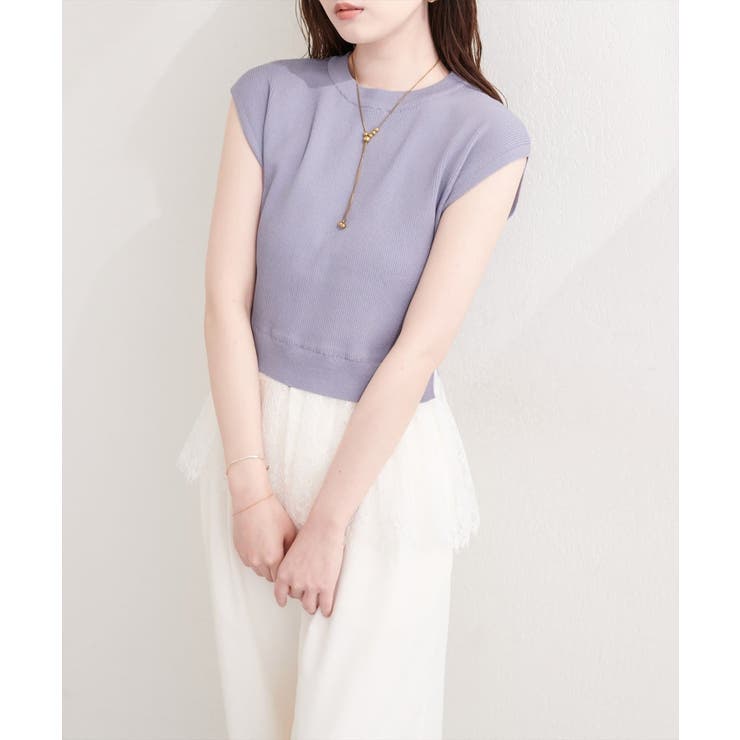 【natural couture】裾レースフレンチスリーブニットプルオーバー | NICE CLAUP / OLIVE des OLIVE　OUTLET | 詳細画像35 