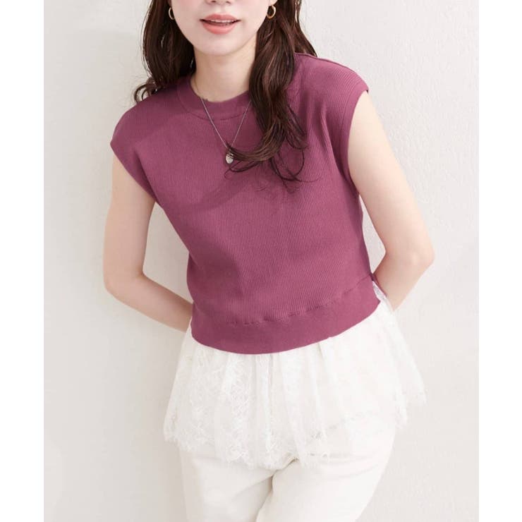 【natural couture】裾レースフレンチスリーブニットプルオーバー | NICE CLAUP / OLIVE des OLIVE　OUTLET | 詳細画像40 