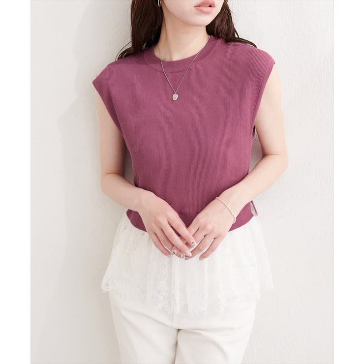 【natural couture】裾レースフレンチスリーブニットプルオーバー | NICE CLAUP / OLIVE des OLIVE　OUTLET | 詳細画像42 