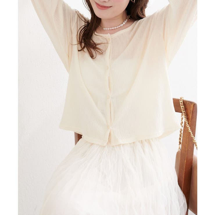 【natural couture】ランダムクレープカットソー2WAYカーデ | NICE CLAUP / OLIVE des OLIVE　OUTLET | 詳細画像4 