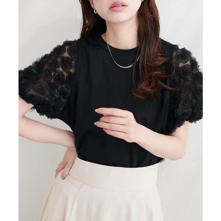 【natural couture】フラワーレースパフスリーブT | NICE CLAUP / OLIVE des OLIVE　OUTLET | 詳細画像6 