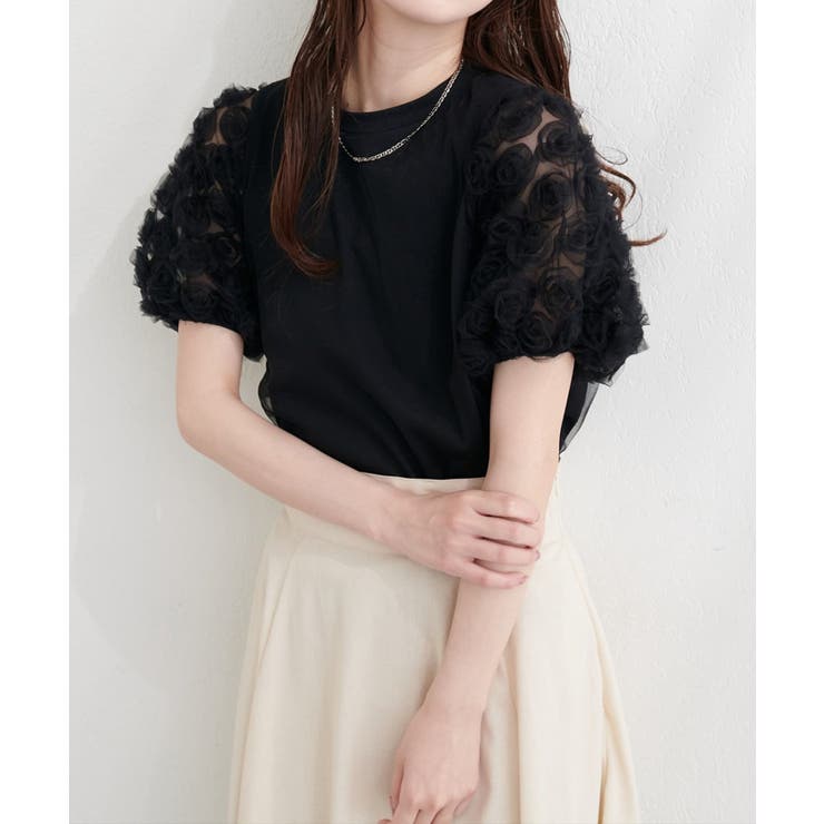【natural couture】フラワーレースパフスリーブT | NICE CLAUP / OLIVE des OLIVE　OUTLET | 詳細画像8 