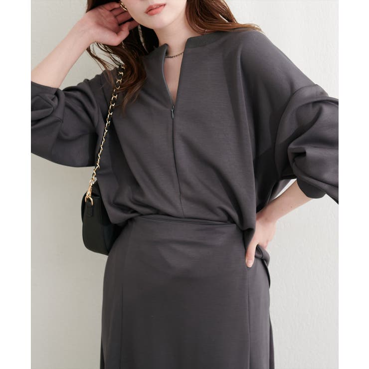 【natural couture】ハーフジップ付きダンボールプルオーハ… | NICE CLAUP / OLIVE des OLIVE　OUTLET | 詳細画像1 