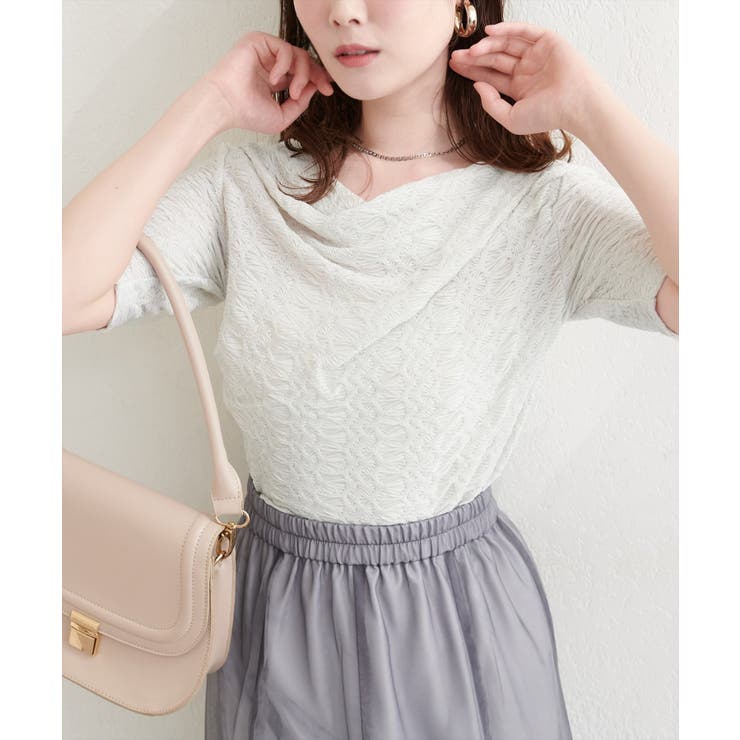 【natural couture】ジャガードカットドレープTOPS | NICE CLAUP / OLIVE des OLIVE　OUTLET | 詳細画像3 