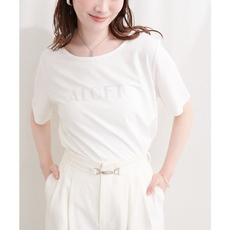オフ | ラインストーンロゴ半袖Tシャツ | NICE CLAUP / OLIVE des OLIVE　OUTLET