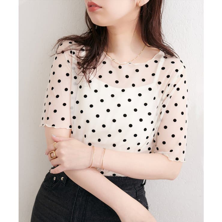 【natural couture】フロッキードットプルオーバー＆キャミ | NICE CLAUP / OLIVE des OLIVE　OUTLET | 詳細画像2 
