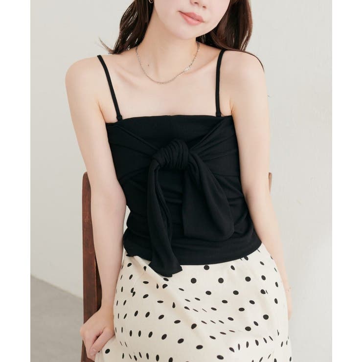 ブラック | 【natural couture】フロントリボンカップ付きキャミ | NICE CLAUP / OLIVE des OLIVE　OUTLET