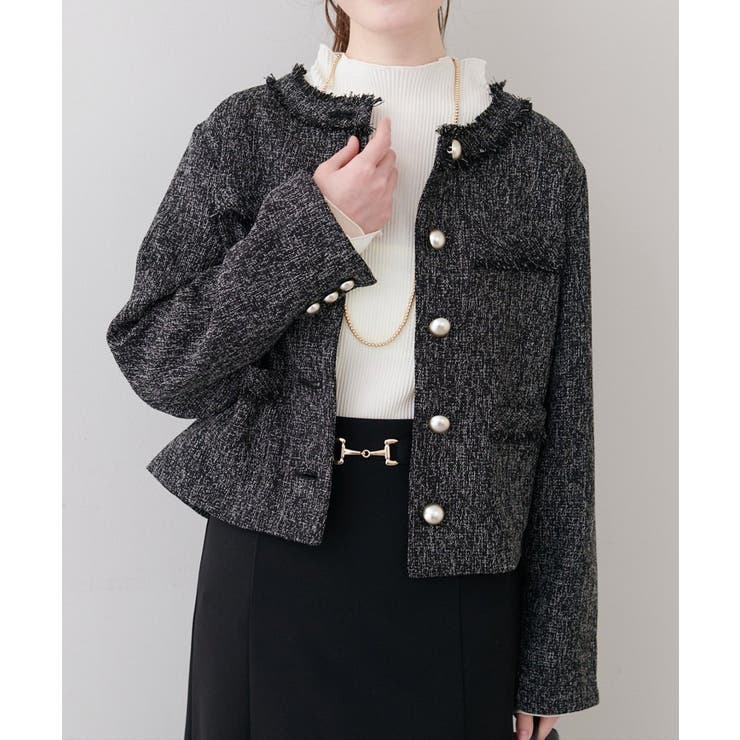 【natural couture】ツイードゆったりジャケット | NICE CLAUP / OLIVE des OLIVE　OUTLET | 詳細画像2 