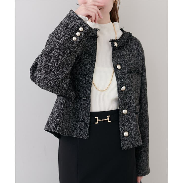 【natural couture】ツイードゆったりジャケット | NICE CLAUP / OLIVE des OLIVE　OUTLET | 詳細画像3 