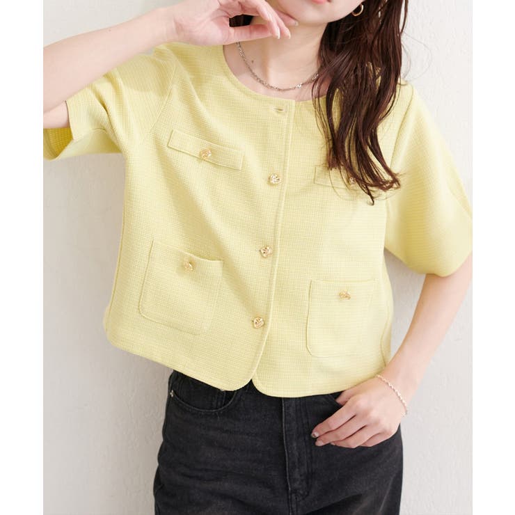 【natural couture】ツイード半袖ジャケット | NICE CLAUP / OLIVE des OLIVE　OUTLET | 詳細画像21 