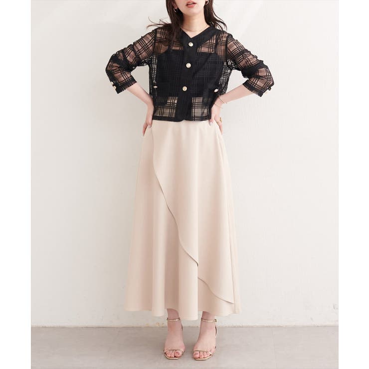【natural couture】シアーチェックノーカラーショートジャケット | NICE CLAUP / OLIVE des OLIVE　OUTLET | 詳細画像9 